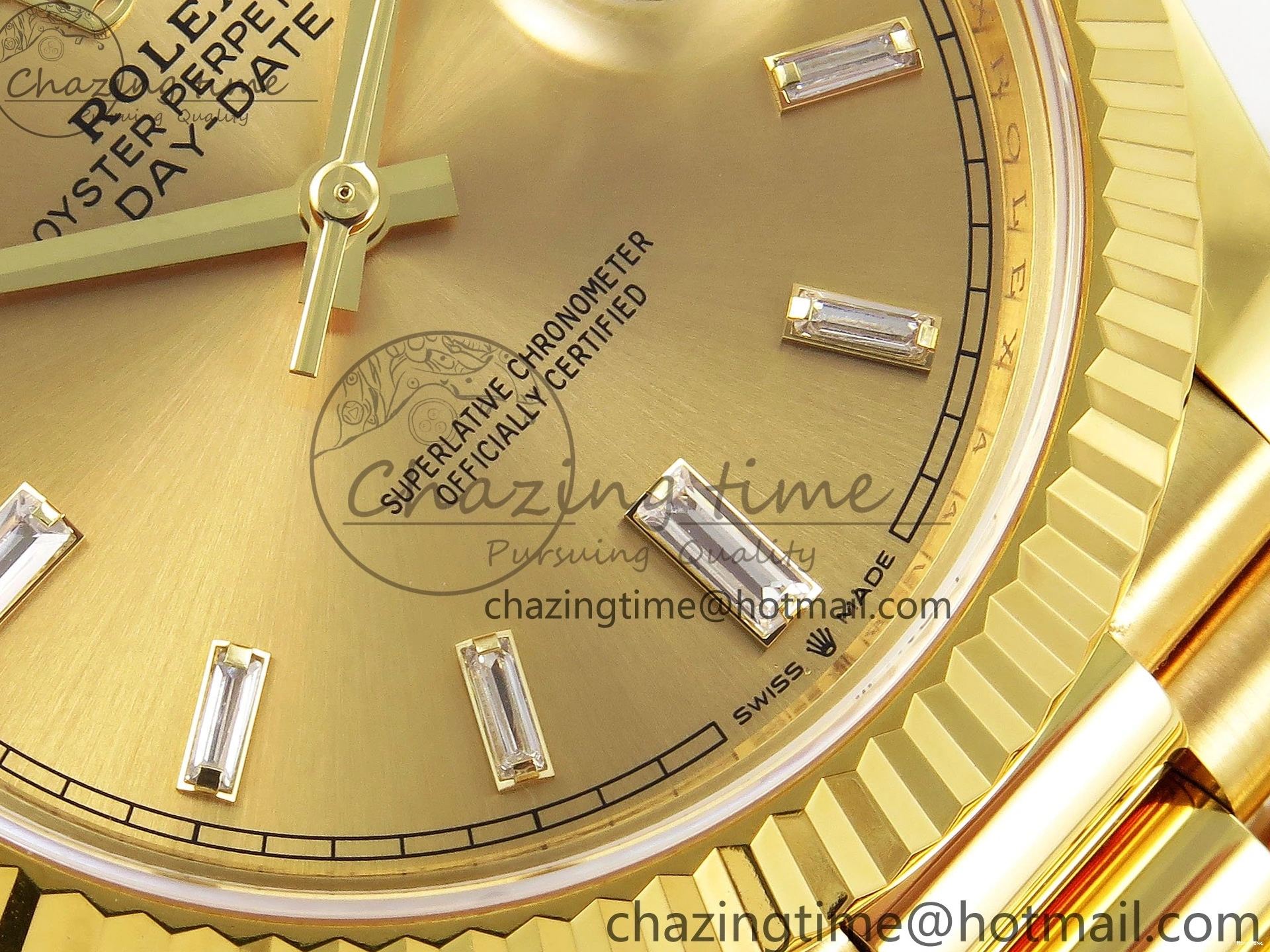 MiroTime 0105 WrinkleFree DayDate 40 228238 ARF 904L Steel YG Crystal Diamonds Bezel on President Bracelet VR 1550